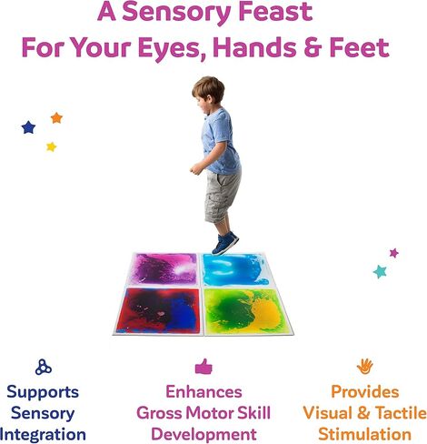 Fun And Function – Gel Floor Tiles - Large (20 x 20 Inch) Liquid Floor Tiles for Sensory Needs – Sensory Floor Tiles for School, Office, Clinic Floor -Blue - 1 Pack – Ages 3+ in Kuwait