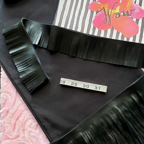 Trims by the Yard 4" Matte Finish Vegan Leather Fringe Trim, Dark Brown (5 Yard Cut) in Saudi Arabia