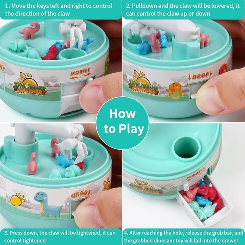 4 PCS Dinosaur Catcher Toy, Mini Claw Machine for Kids, 32 Dinosaur Dolls Fun Unique Toys Handheld Games, Christmas Stocking Stuffers and Birthday Gifts for 3+ Year Old Boys and Girls in Kuwait