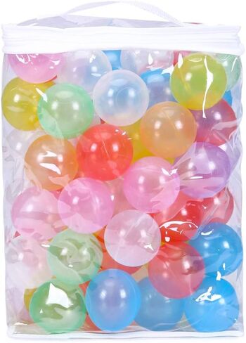 كرات حوض سباحة شفافة من بلاي ماتي - 5.9 سم بلاستيكية وخالية من الفثالات والبيسفينول- كرات شفافة شفافة مقاومة للكسر ومضادة للتعب للأطفال الصغار والأطفال (100 كرة) in Kuwait