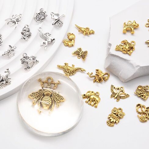 دلايات من LET'S BEADING لصنع المجوهرات مع حلقة قفز مفتوحة لسوار وقلادة وحلق وصناعة المجوهرات DIY لوازم حرفية لتزيين عطلة عيد الميلاد (200 قطعة، فضي وذهبي) in Kuwait