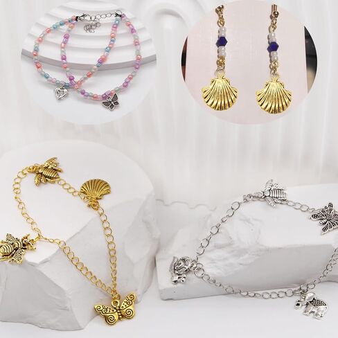 دلايات من LET'S BEADING لصنع المجوهرات مع حلقة قفز مفتوحة لسوار وقلادة وحلق وصناعة المجوهرات DIY لوازم حرفية لتزيين عطلة عيد الميلاد (200 قطعة، فضي وذهبي) in Kuwait