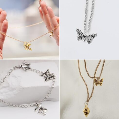 دلايات من LET'S BEADING لصنع المجوهرات مع حلقة قفز مفتوحة لسوار وقلادة وحلق وصناعة المجوهرات DIY لوازم حرفية لتزيين عطلة عيد الميلاد (200 قطعة، فضي وذهبي) in Kuwait