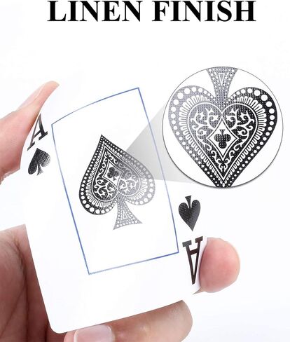 Teskyer Large Print Playing Cards, Poker Size Large Index Deck of Cards, Linen Finish Surface, 2 Pack(Blue and Red), Pattern B in Kuwait
