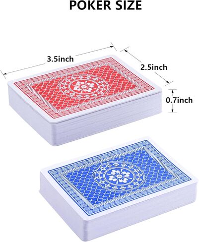 Teskyer Large Print Playing Cards, Poker Size Large Index Deck of Cards, Linen Finish Surface, 2 Pack(Blue and Red), Pattern B in Kuwait