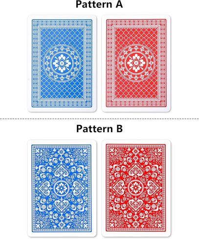 Teskyer Large Print Playing Cards, Poker Size Large Index Deck of Cards, Linen Finish Surface, 2 Pack(Blue and Red), Pattern B in Kuwait
