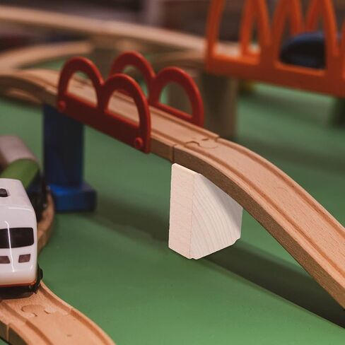 Toyvian Wooden Train Bridge Model, Multi Level Support Risers Train Track Tunnel Bridge Truss Model Cross Railway Risers Toys Train Scene Layout Props Train Accessories 6pcs in Saudi Arabia