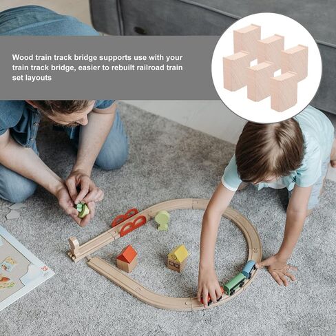 Toyvian Wooden Train Bridge Model, Multi Level Support Risers Train Track Tunnel Bridge Truss Model Cross Railway Risers Toys Train Scene Layout Props Train Accessories 6pcs in Saudi Arabia