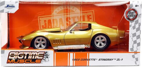 Jada Toys Big Time Muscle 1:24 1969 Chevy Corvette Stingray ZL-1 Die-cast Car Gold, Toys for Kids and Adults in Saudi Arabia