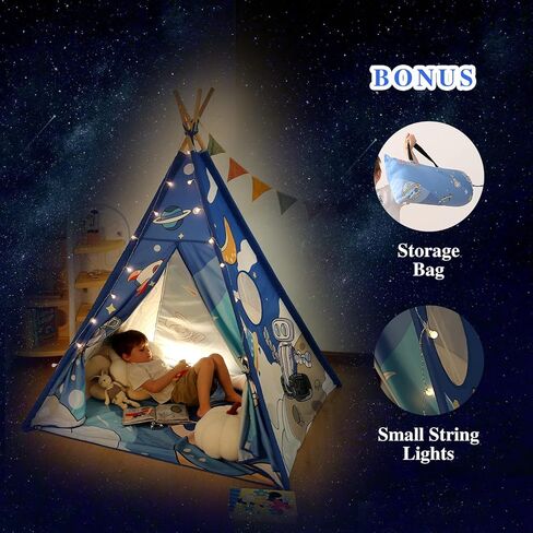 خيمة تيبي للأطفال، خيمة غرفة ألعاب داخلية ومحمولة بتصميم روبوت فضائي مع أكياس تخزين للأولاد والبنات وخيمة الأطفال الصغار، (أزرق فضائي) in Kuwait