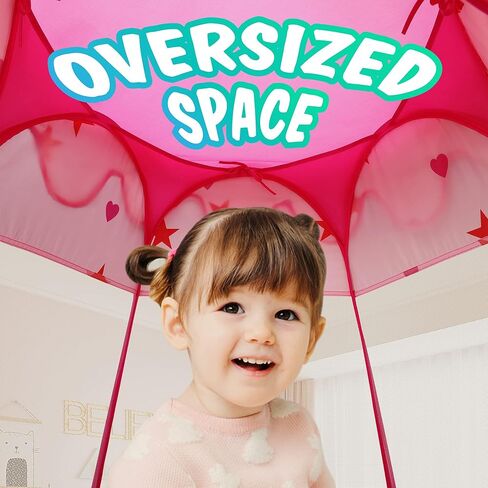 خيمة الأميرة كيدامي مقاس 55 بوصة × 53 بوصة بيت لعب كبير للأطفال، خيمة باربي قلعة وردية، خيمة لعب للأطفال الصغار مع أضواء النجوم وحقيبة حمل، هدايا عيد ميلاد وألعاب للفتيات في الداخل والخارج in Kuwait