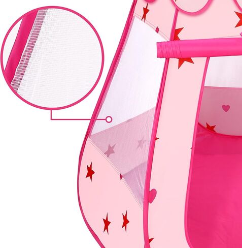 خيمة الأميرة كيدامي مقاس 55 بوصة × 53 بوصة بيت لعب كبير للأطفال، خيمة باربي قلعة وردية، خيمة لعب للأطفال الصغار مع أضواء النجوم وحقيبة حمل، هدايا عيد ميلاد وألعاب للفتيات في الداخل والخارج in Kuwait