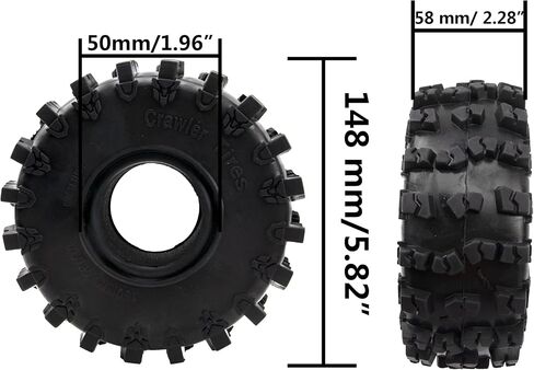 4Pcs ShareGoo Rubber 2.2" Crawler Mud Terrain Tires Super Grip Soft Tyre OD 148mm Compatible with Axial SCX10 90047 D90 TF2 Tamiya CC01 Traxxas TRX4 1/10 RC Rock Crawler Rims Beadlock in Saudi Arabia