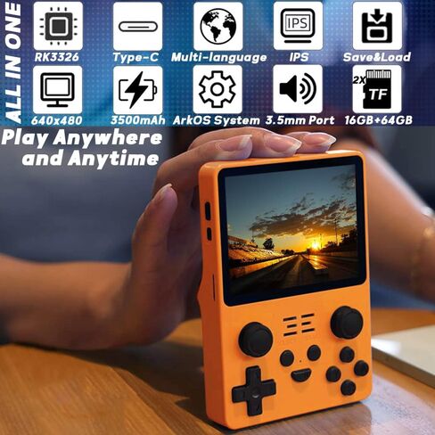 وحدات تحكم ألعاب كلاسيكية CredevZone RGB20S مقاس 3.5 بوصة، وحدة تحكم ألعاب كلاسيكية محمولة باليد، نظام ألعاب فيديو مثبت مسبقًا، 64 جيجابايت، أزرق in Kuwait