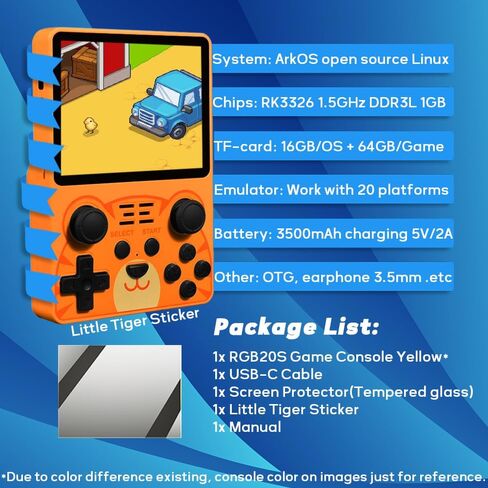 وحدات تحكم ألعاب كلاسيكية CredevZone RGB20S مقاس 3.5 بوصة، وحدة تحكم ألعاب كلاسيكية محمولة باليد، نظام ألعاب فيديو مثبت مسبقًا، 64 جيجابايت، أزرق in Kuwait