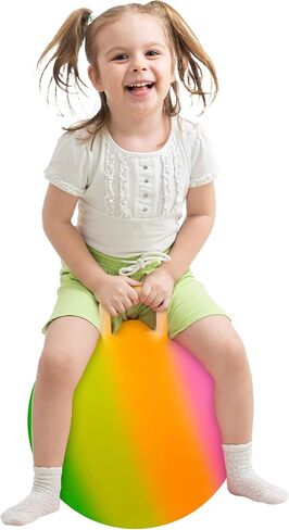 كرة القفز النطاطة بألوان قوس قزح من آرت كرياتيفيتي بمقبض، كرة قفز آمنة ومتينة مقاس 18 بوصة للمتعة النشطة، كرة قادوس بتأثير LED مع مضخة للأطفال، ألعاب داخلية وخارجية للبنين والبنات in Kuwait