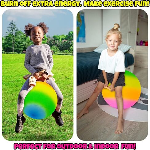 كرة القفز النطاطة بألوان قوس قزح من آرت كرياتيفيتي بمقبض، كرة قفز آمنة ومتينة مقاس 18 بوصة للمتعة النشطة، كرة قادوس بتأثير LED مع مضخة للأطفال، ألعاب داخلية وخارجية للبنين والبنات in Kuwait