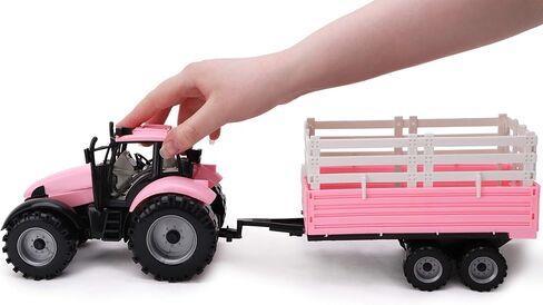 Toyland® Friction Powered Farm Tractor with Trailer - Childrens Farm Toys (Blue Tractor & Trailer) in Saudi Arabia