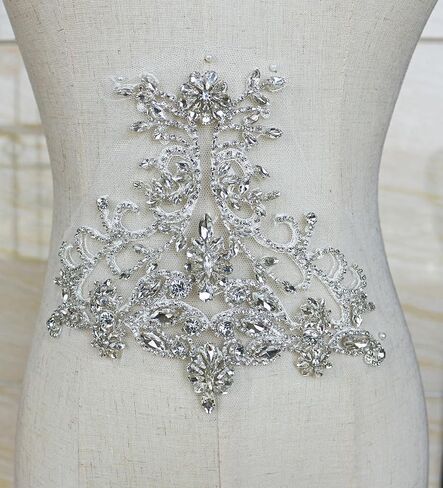 زوج زينة رائع من حجر الراين الفضي مزين بالخرز الكريستالي لحفلات الزفاف ووشاح الكتف والصدر واكسسوارات الزفاف in Kuwait