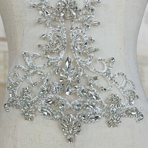 زوج زينة رائع من حجر الراين الفضي مزين بالخرز الكريستالي لحفلات الزفاف ووشاح الكتف والصدر واكسسوارات الزفاف in Kuwait