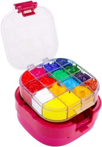 Paint Saver Storage Palette Box 16-Well Portable Airtight (Red, 0.95"x 4.6"x 3.5") in Saudi Arabia