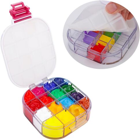 Paint Saver Storage Palette Box 16-Well Portable Airtight (Red, 0.95"x 4.6"x 3.5") in Saudi Arabia