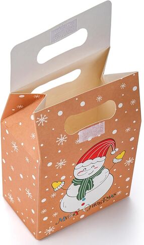 Lawei 60Pcs Christmas Kraft Candy Cookie Boxes, Christmas Kraft Paper Gift Bag Boxes with Handles, Small Folding Gift Wrapping Boxes for Xmas Present, Baby Shower Party Favors, 6 Style, 5.5x4x2.4 In in Kuwait