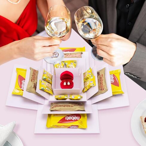 8 عبوات من علب الهدايا مع أغطية، 4 صناديق هدايا مفاجئة و4 صناديق هدايا تعشيش بيضاء مربعة الشكل، مجموعة صناديق متفجرة للأولاد الصديق والزوج والابن وصناديق هدايا لحفلات الزفاف (ب) in Kuwait