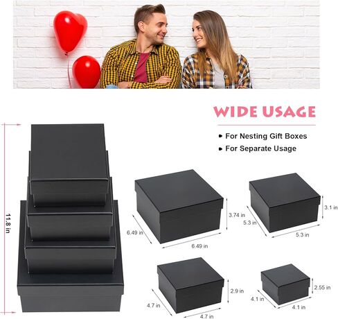 8 عبوات من علب الهدايا مع أغطية، 4 صناديق هدايا مفاجئة و4 صناديق هدايا تعشيش بيضاء مربعة الشكل، مجموعة صناديق متفجرة للأولاد الصديق والزوج والابن وصناديق هدايا لحفلات الزفاف (ب) in Kuwait