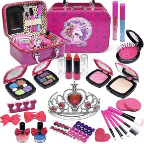 Kids Makeup Kit for Girl - 39 PCS Safe and Easy to Wash Makeup Toy for Girls, Real Make Up for Kids Girls, Little Girls Makeup and Dress Up Jewelry Set, Birthday for Girls Aged 4-12 in Kuwait
