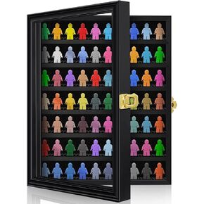 حافظة عرض مجسمات صغيرة من مليكيرو - صندوق عرض مجسمات مصغرة - خزانة عرض تذكارية تثبت على الحائط مع حماية من الاشعة فوق البنفسجية ومضادة للبهتان شفافة بنسبة 92% للاشياء الصغيرة قابلة للقفل مقاس L، اسود in Kuwait