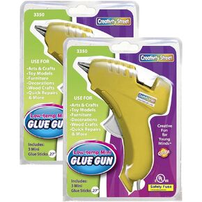 Creativity Street® Low-Temp Mini Glue Gun, Yellow, 5.5" x 4", 1 Glue Gun + 3 Glue Sticks Per Pack, 2 Packs in Kuwait