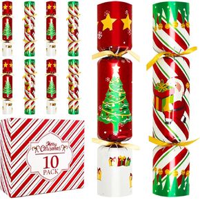 10 قطع من هدايا حفلات الكريسماس مقاس 10 انش بدون كبس مع جوائز هدايا نكتة للبالغين والاطفال لوازم الحفلات وديكورات العشاء والعاب العطلات الانجليزية البريطانية بنمط شجرة الكريسماس in Kuwait