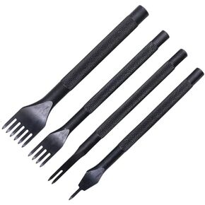 أداة ثقب إزميل خياطة ماسية 5 مم 1/2/4/6 من MAFELOE، ثقب جلدي، مجموعة إزميل جلدية، فولاذ عالي الكربون للحرف الجلدية DIY-3MM 4 قطع in Kuwait