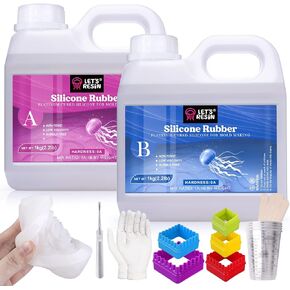 LET'S RESIN Silicone Mold Making Kit 0A, Extra Soft & Elastic Molding Silicone 70.5oz, Liquid Silicone for Mold Making Platinum Cure, Ideal for 3D Silicone Molds, Candle Molds (Translucent) in Kuwait