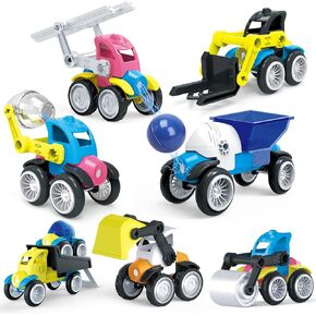 ALLROAD Dinosaur Magnetic Toy Cars Set Magnetic Building Dino Cars Magnetic Toy Vehicles Cars, Colorful Dinosaur Trucks Montessori STEM Toy for Developing Skills, Dinosaur Games Gift for Boys Girls
