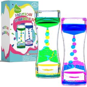 Liquid Motion Bubbler Timer, Colorful Liquid Hourglass Sensory Toys with Floating Droplets for Calming, Relaxing and Fun for Kids and Adults, New & Improved Model - 6.7x2.6in