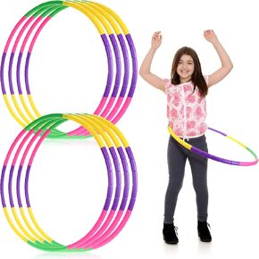 Chivao 8 Pack Color Detachable Hoop Fitness Waist Exercise Ring Plastic Exercise Hoop Adjustable Weight Size Plastic Adult Party Supplies Game Sport Gymnastic in Saudi Arabia