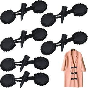 Aswewamt 6 Sets Pu Leather Sew-On Toggles Closure with Resin Horn Button Sewing Accessories for Coat Clothing Jacket, Sweater, Windbreaker in Kuwait