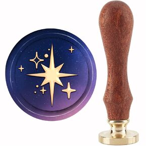 CRASPIRE Star Wax Seal Stamp Star Sealing Wax Stamps 30mm Retro Vintage Removable Brass Stamp Head with Wood Handle for Wedding Invitations Halloween Christmas Thanksgiving Gift Packing in Kuwait