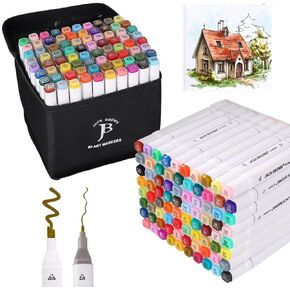 JACK BROWN 120 Colors Alcohol Markers Set with Fine & Chisel Dual Tip - Professional Art Markers for Adults & Kids, Perfect for Drawing, Sketching, Coloring & Animation - Includes Durable Marker Case