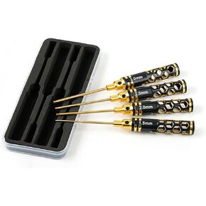 مجموعة أدوات الطائرة بدون طيار - 【إصدار جديد】مجموعة مفكات سداسية RC مكونة من 4 قطع - مقبض مجوف من التيتانيوم الذهبي الأسود 1.5 مم مفتاح ألين 2 مم 2.5 مم 3 مم لطائرة هليكوبتر Traxxas RC Car Truck FPV in Kuwait