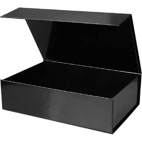 Aimyoo 1 Pack Black Collapsible Gift Box with Magnetic Closure Lids & Rope for Easy Opening 13.8x9x4.3, Bridesmaid Groomsman Proposal Boxes, Rectangle Storage Present Boxes in Saudi Arabia