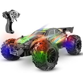 unanscre Remote Control Car, 1:16 RC Truck, 2.4GHZ All Terrain Off-Road Monster Truck with LED Shell, Xmas Gifts for Kids Boys Girls Age 6+ in Kuwait
