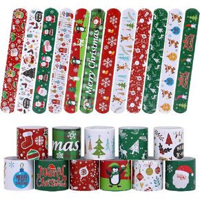 TAOVEN 48PCS Christmas Slap Bracelets, Xmas Slap for Christmas Party Favor Decoration in Kuwait