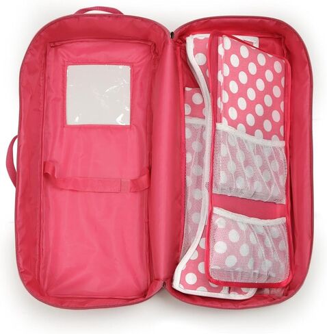 Badger Basket Toy Doll Travel Case with Pop-up Bed with Bedding for 18 inch Dolls - Pink in Saudi Arabia