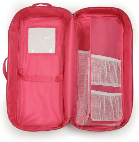 Badger Basket Toy Doll Travel Case with Pop-up Bed with Bedding for 18 inch Dolls - Pink in Saudi Arabia