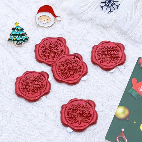 swangsa 90pcs عيد ميلاد سعيد ملصقات ختم الشمع، أحمر الذهب الأخضر حفلة عيد الميلاد دعوة مغلف ملصقات ختم ملصقات الشمع ذاتية اللصق للدعوة، بطاقات المعايدة، تغليف الهدايا in Kuwait