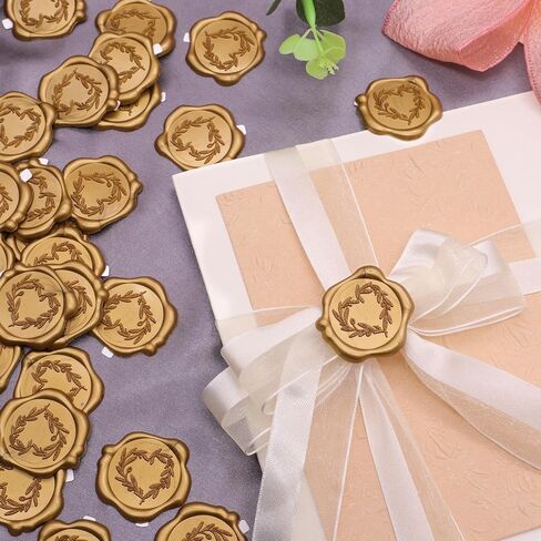 SWANGSA 50 Pcs 3D Swan Love Wax Seal Stickers, Antique Gold Self Adhesive Wax Seal Stickers for Wedding Party Invitations, Envelopes, Greeting Cards, Gift Wrappings in Kuwait
