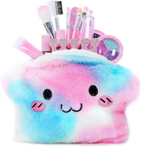 مجموعة مكياج للأطفال للفتيات - 20 قطعة مجموعة مكياج حقيقية للفتيات غير سامة قابلة للغسل للأطفال مع محفظة مستحضرات تجميل للأميرة اللطيفة، ألعاب مكياج لهدايا الفتيات بعمر 4 5 6 7 8 9 سنوات in Kuwait